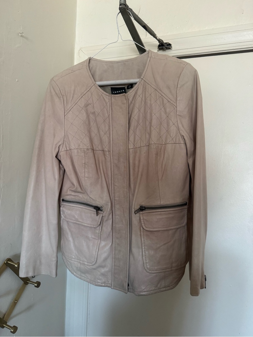 Trovué Taupe Leather Jacket